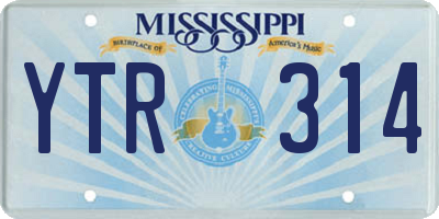 MS license plate YTR314