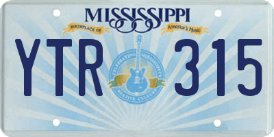 MS license plate YTR315
