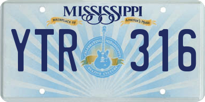 MS license plate YTR316