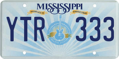MS license plate YTR333
