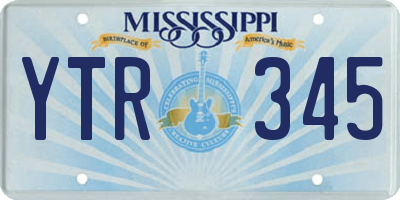 MS license plate YTR345