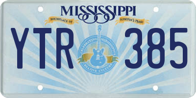 MS license plate YTR385