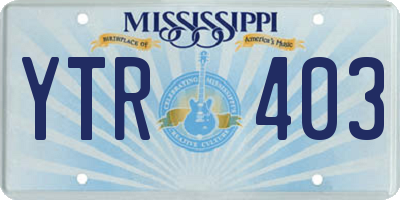 MS license plate YTR403