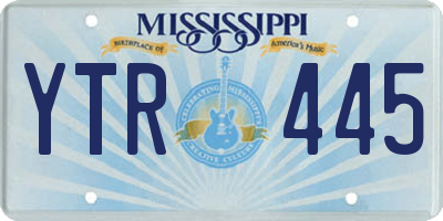 MS license plate YTR445