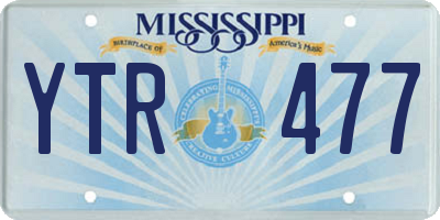 MS license plate YTR477