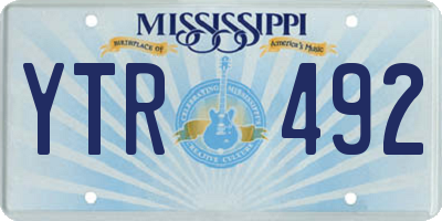 MS license plate YTR492
