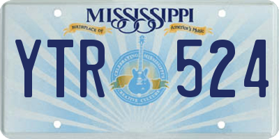 MS license plate YTR524