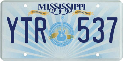 MS license plate YTR537