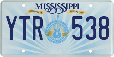 MS license plate YTR538