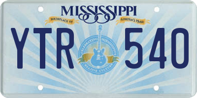 MS license plate YTR540