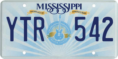 MS license plate YTR542