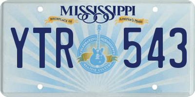 MS license plate YTR543