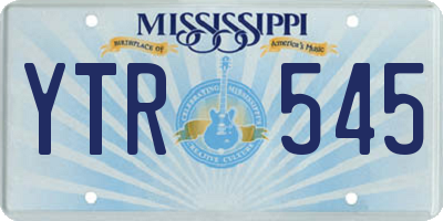 MS license plate YTR545