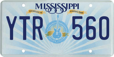 MS license plate YTR560