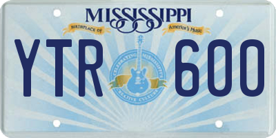 MS license plate YTR600