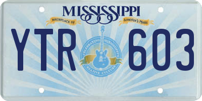 MS license plate YTR603