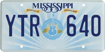 MS license plate YTR640