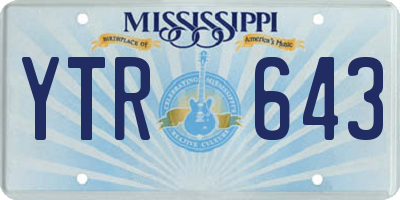 MS license plate YTR643