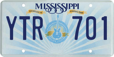 MS license plate YTR701