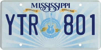 MS license plate YTR801