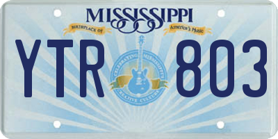 MS license plate YTR803