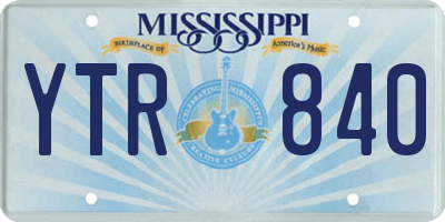 MS license plate YTR840