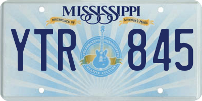 MS license plate YTR845