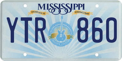 MS license plate YTR860