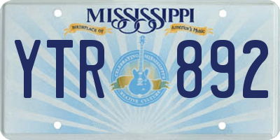 MS license plate YTR892