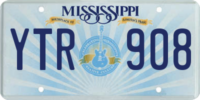 MS license plate YTR908