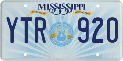 MS license plate YTR920