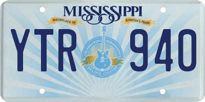 MS license plate YTR940