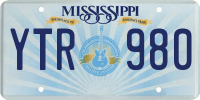 MS license plate YTR980
