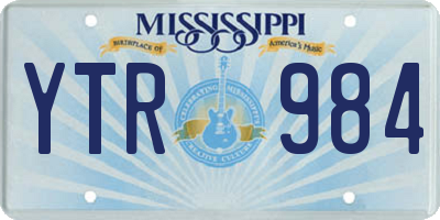MS license plate YTR984