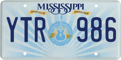 MS license plate YTR986