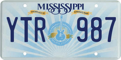 MS license plate YTR987