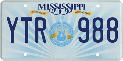 MS license plate YTR988