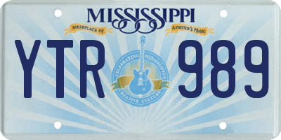 MS license plate YTR989