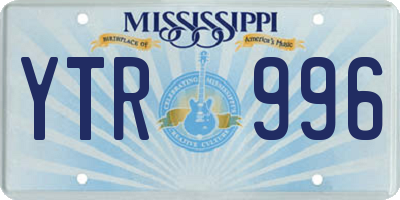 MS license plate YTR996