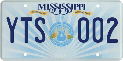 MS license plate YTS002