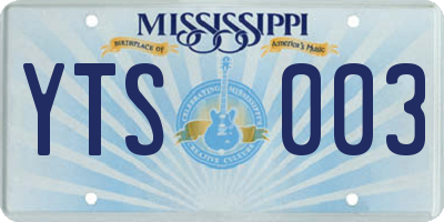 MS license plate YTS003