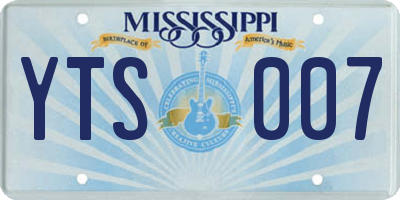 MS license plate YTS007