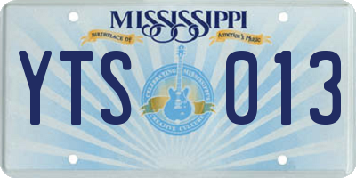 MS license plate YTS013