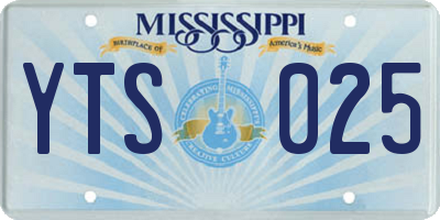 MS license plate YTS025