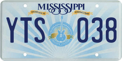 MS license plate YTS038
