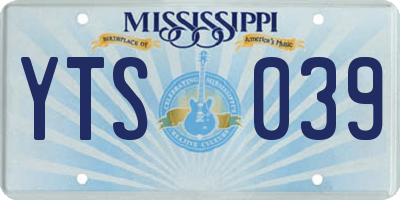 MS license plate YTS039