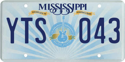 MS license plate YTS043