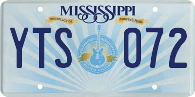MS license plate YTS072