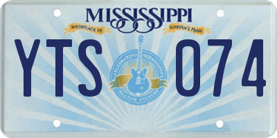 MS license plate YTS074