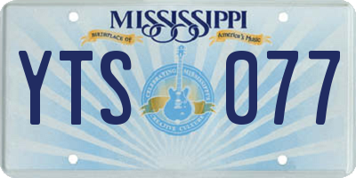 MS license plate YTS077
